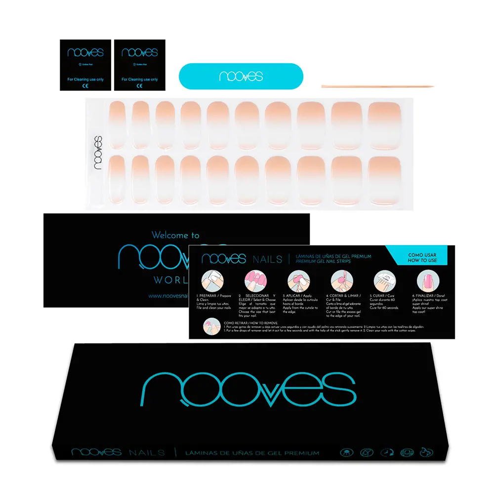 Лак для ногтей Láminas de uñas de gel nude baby boomer premium luxe #gradient Nooves, 20 шт. — фото 2