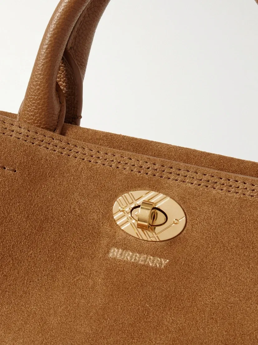 Кожаная замшевая сумка-тоут BURBERRY, коричневый — фото 4