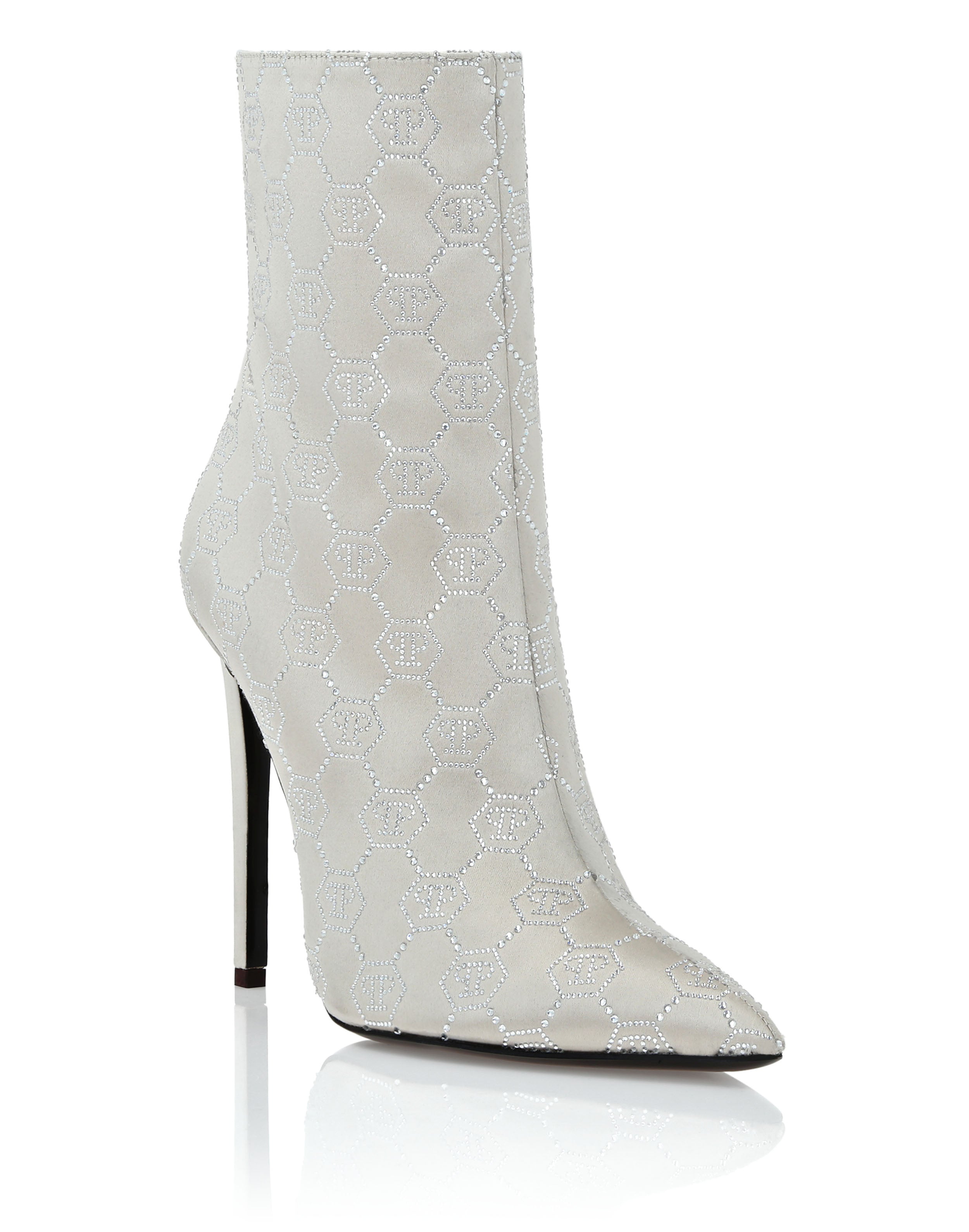 Сапоги-ботфорты на высоком каблуке Mid Monogram с пайетками PHILIPP PLEIN, бежевый
