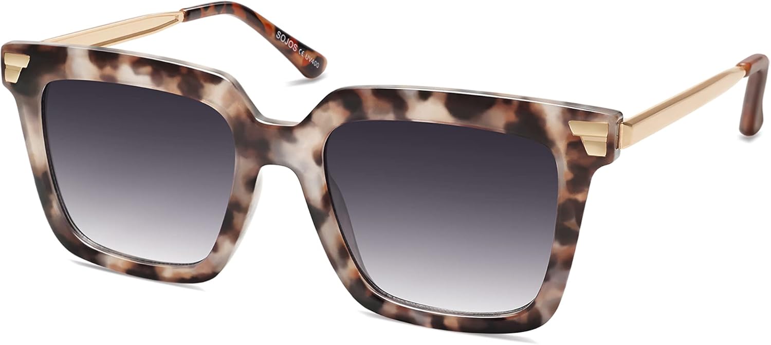 

Солнцезащитные очки SOJOS Retro Oversized Square для женщин, модные винтажные очки, классические большие солнцезащитные очки UV400 SJ2216A, Grey Tortoise/Gradient Grey