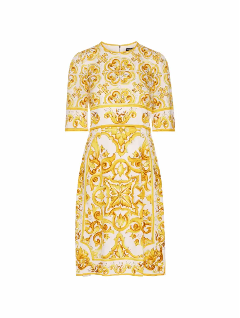 

Шелковое платье с принтом Majolica Dolce&Gabbana, мультиколор