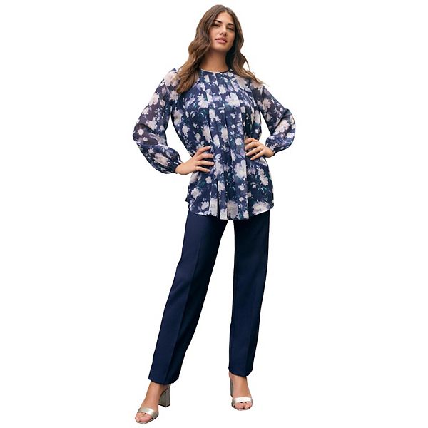 

Женская блузка plus size из шифона с плиссировкой Roaman'S