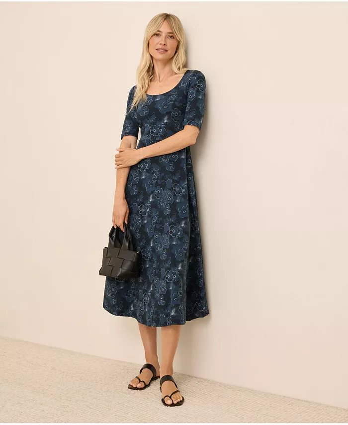 

Платье Fit & Flare Signature с глубоким вырезом Pact, синий