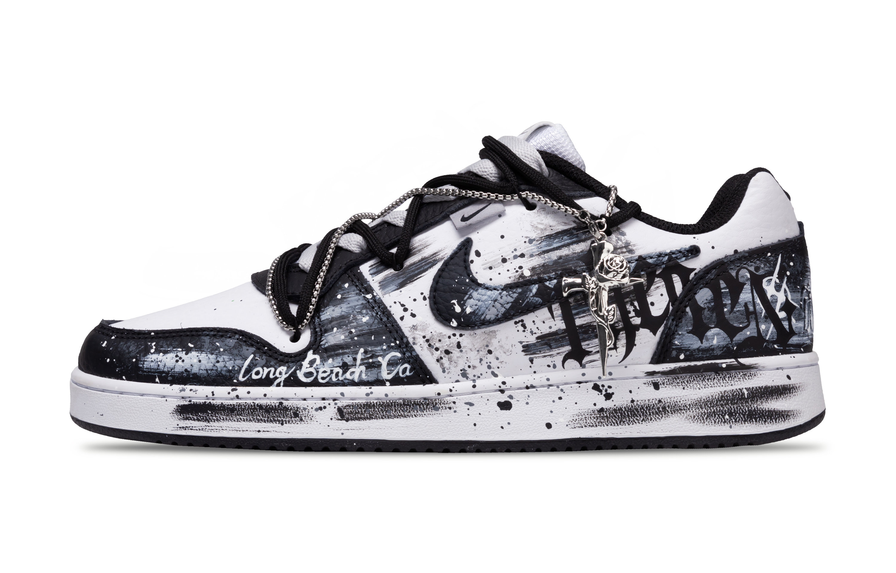 

Nike Кроссовки для скейтбординга EBERNON Wasteland Gears с фотоэлектрической энергией, износостойкие, низкие, мужские, черно-белые