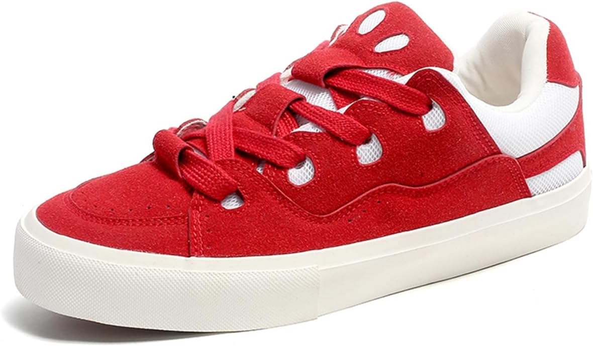 

Мужские повседневные кроссовки на шнуровке, удобные массивные низкие кеды для ходьбы, ретро скейтбордические кроссовки для женщин и мужчин Zhoupulp, красный