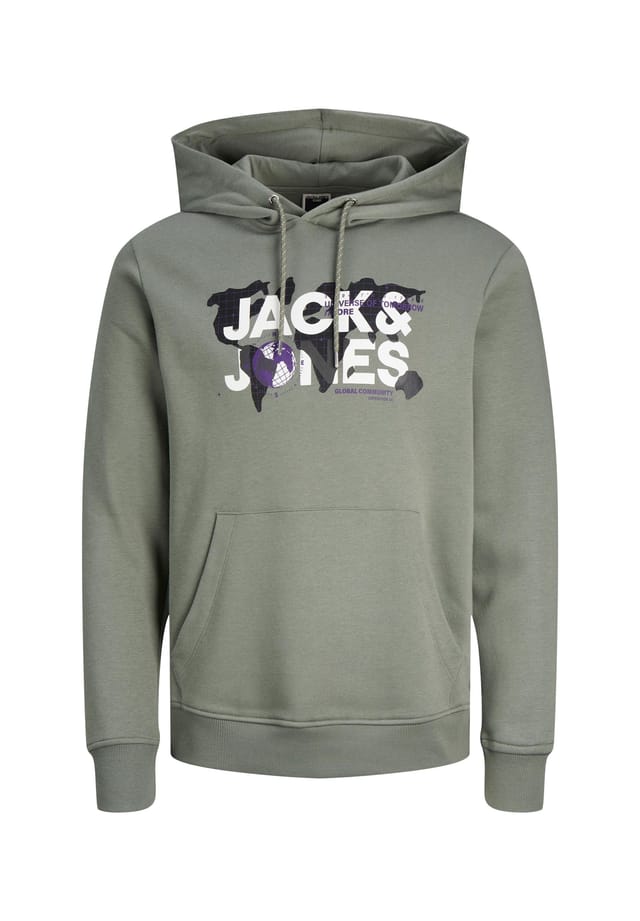

Толстовка с капюшоном и принтом «пыль» Jack & Jones, зеленый
