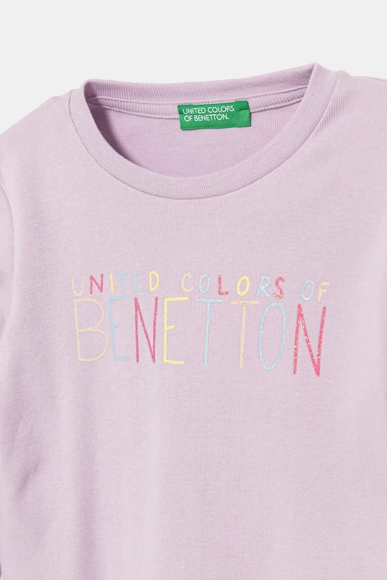 Детская хлопковая кофта с длинным рукавом United Colors Of Benetton, фиолетовый — фото 3