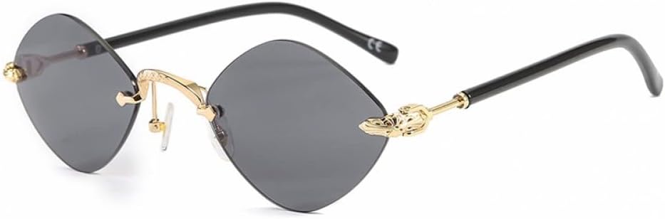 

Маленькие солнцезащитные очки без оправы в стиле стимпанк для женщин и мужчин, ромбовидные солнцезащитные очки в стиле ретро для путешествий с защитой от УФ-излучения UV400 generic, C01 Gold Black Gray