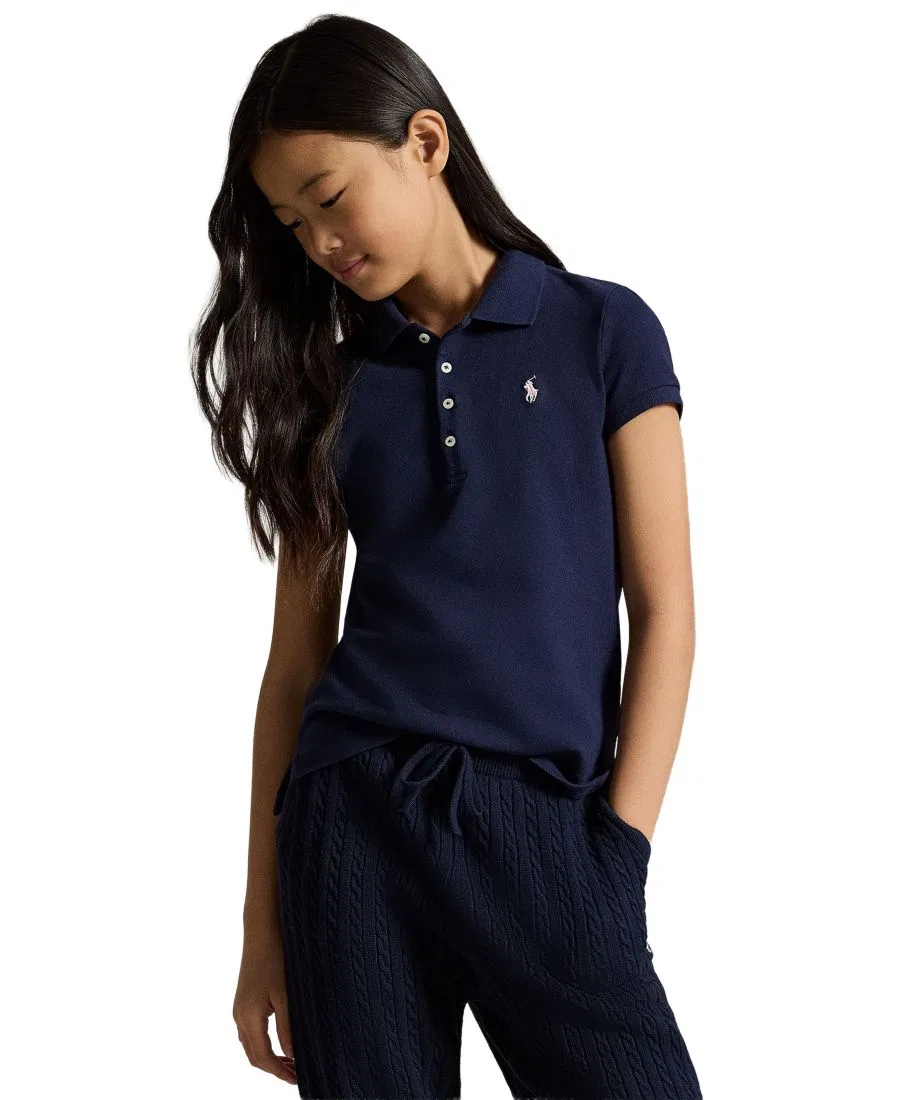 Сетчатые поло для малышек, девочек младшего и старшего возраста Polo Ralph Lauren, темно-синий — фото 4