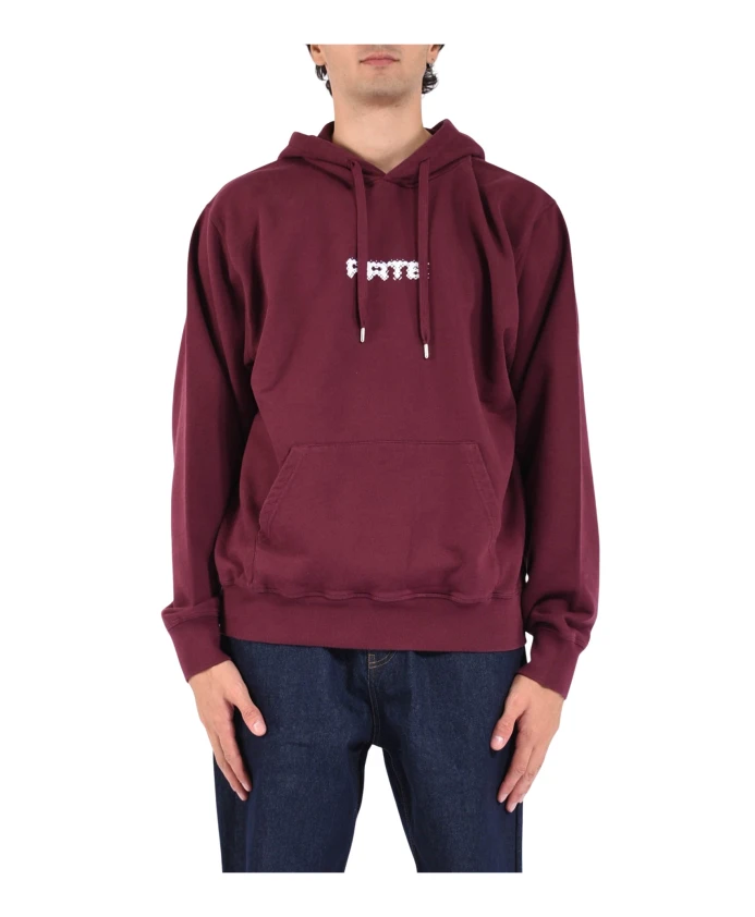 

Толстовка с капюшоном из плотного хлопка с белым логотипом. Arte Antwerp, красный