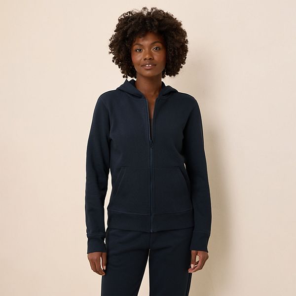 

Толстовка с капюшоном на молнии из облачного флиса из органического хлопка Pact, Midnight Blue