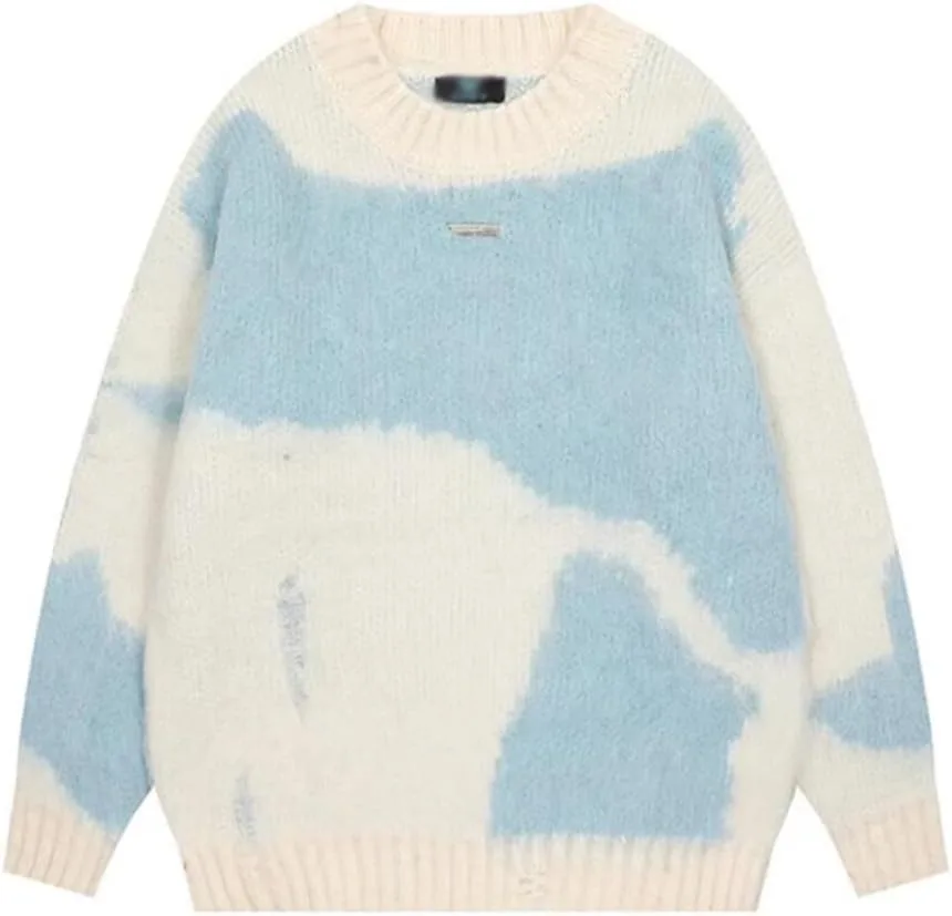 

Ретро свитер из мохера с цветным пэчворком Loose Couple DUYHBAWRS