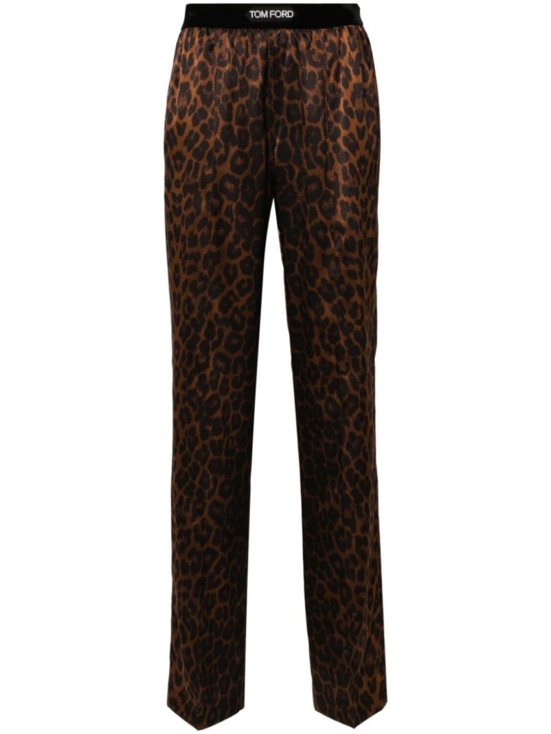 

TOM FORD TOMFORD TRS TRCK PNTS ELSTC LOGO SLK LEOPARD PRNT SATIN, коричневый