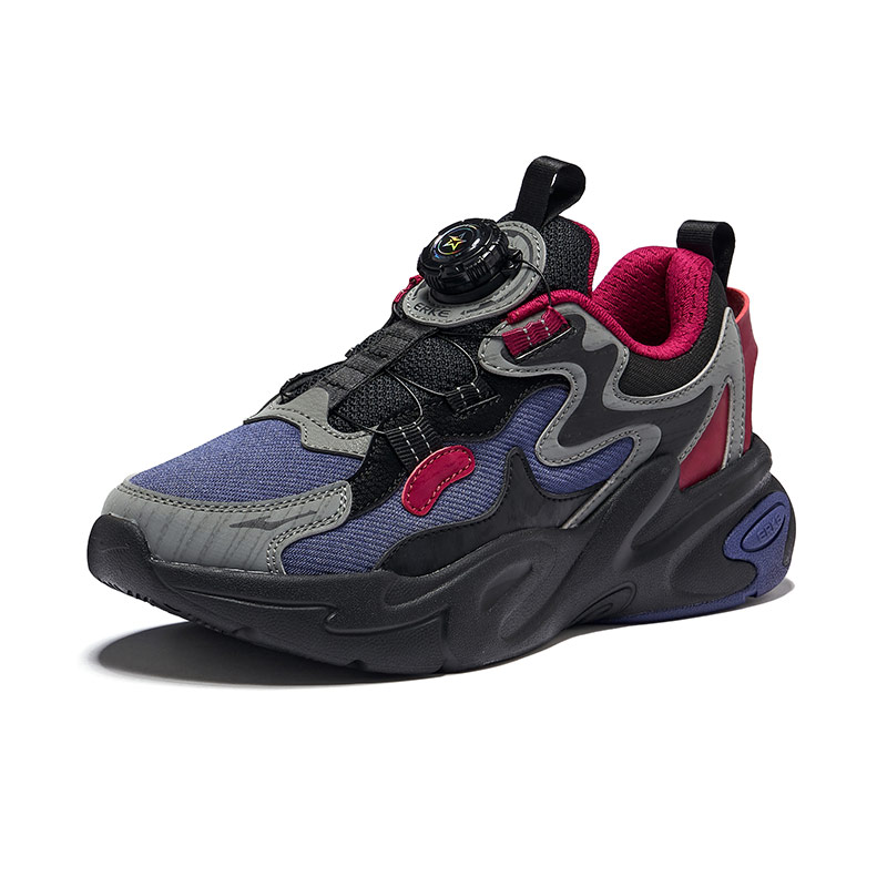 Низкие детские повседневные ботинки Slip Resistant Abrasion Resistant черные ERKE KIDS, черный/темно-синий — фото 3
