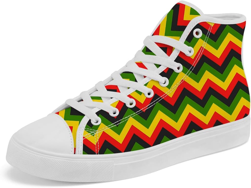 

Высокие кеды Rasta из ткани для мужчин и женщин, ямайские высокие кроссовки на шнуровке, повседневная обувь, подарок для папы и мамы Chebing, 627 Multicolor
