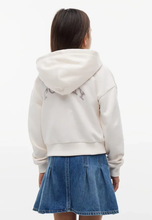 Толстовка Tommy Hilfiger Tommy rhinestone zip through zip up sweatshirt, светло-бежевый — фото 3