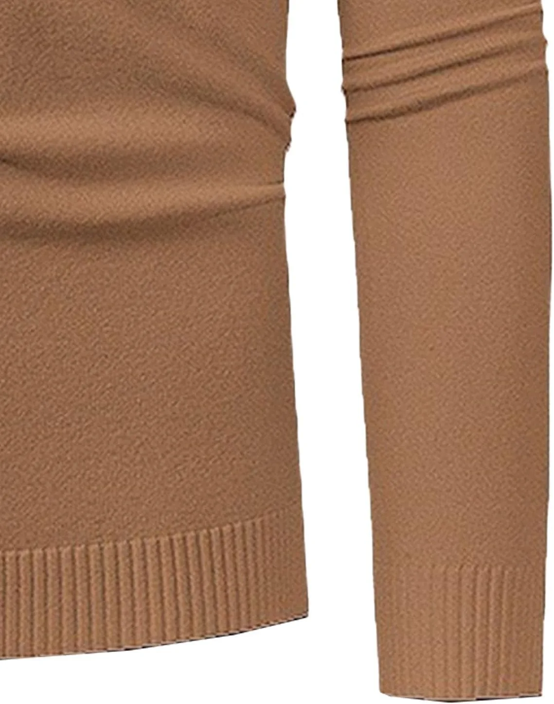 Мужской пуловер 3/4 молнии Slim Fit с воротником-стойкой, карамельный — фото 4