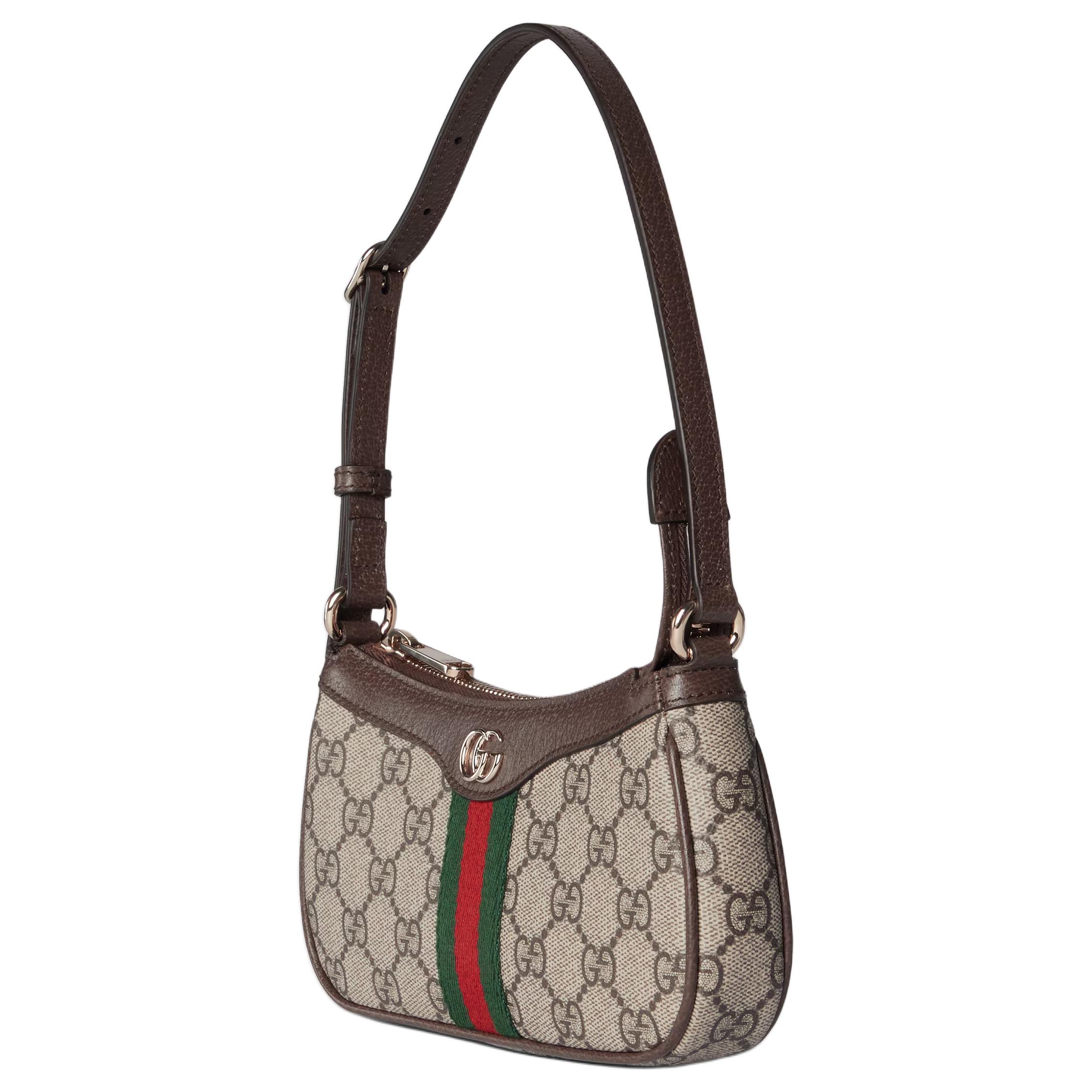 Женская мини-сумка через плечо GUCCI из канваса с кожаными деталями — фото 3