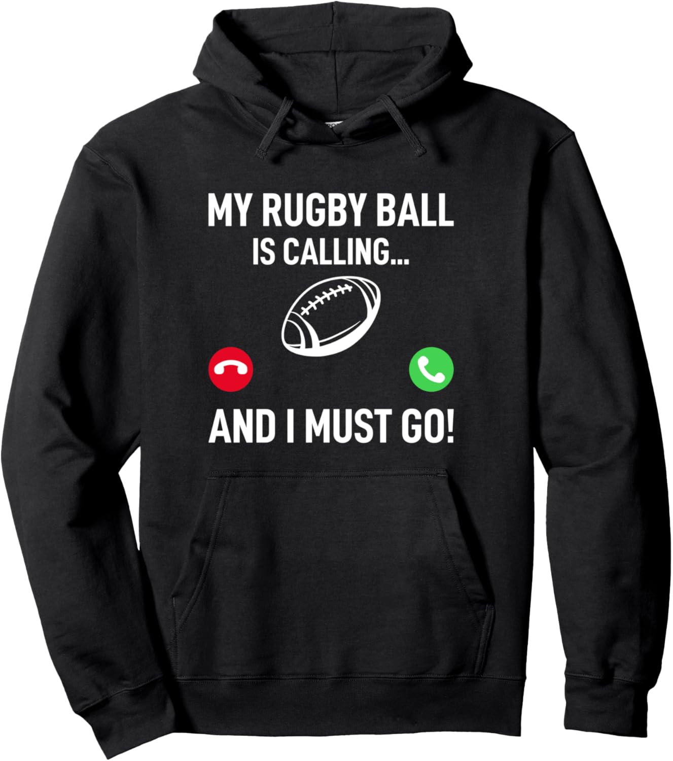 

Мой регбийный мяч зовет... И я должен идти! - Забавная регбийная толстовка Funny Rugby Quotes Funny Rugby Sayings, черный