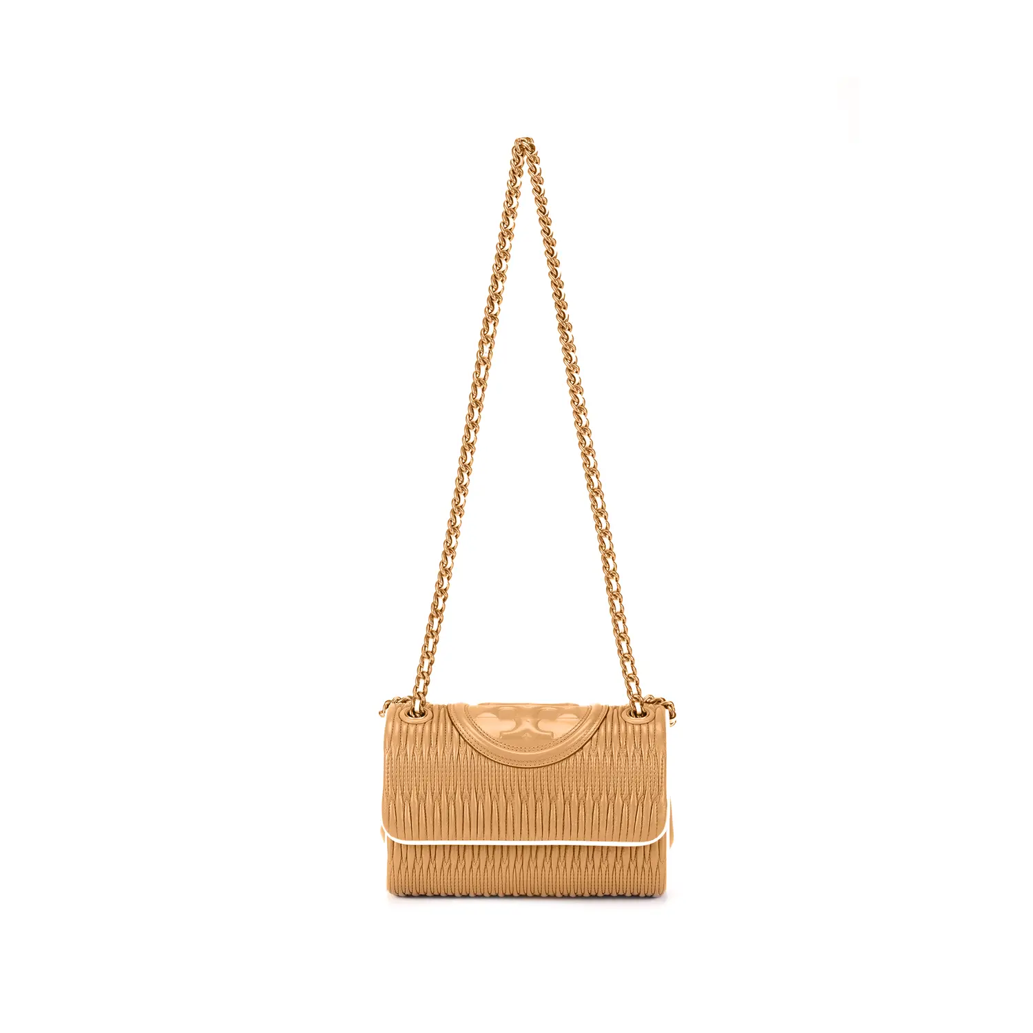 

Сумка-кроссбоди Fleming Nappa Leather через плечо миниатюрная женская миндальная TORY BURCH