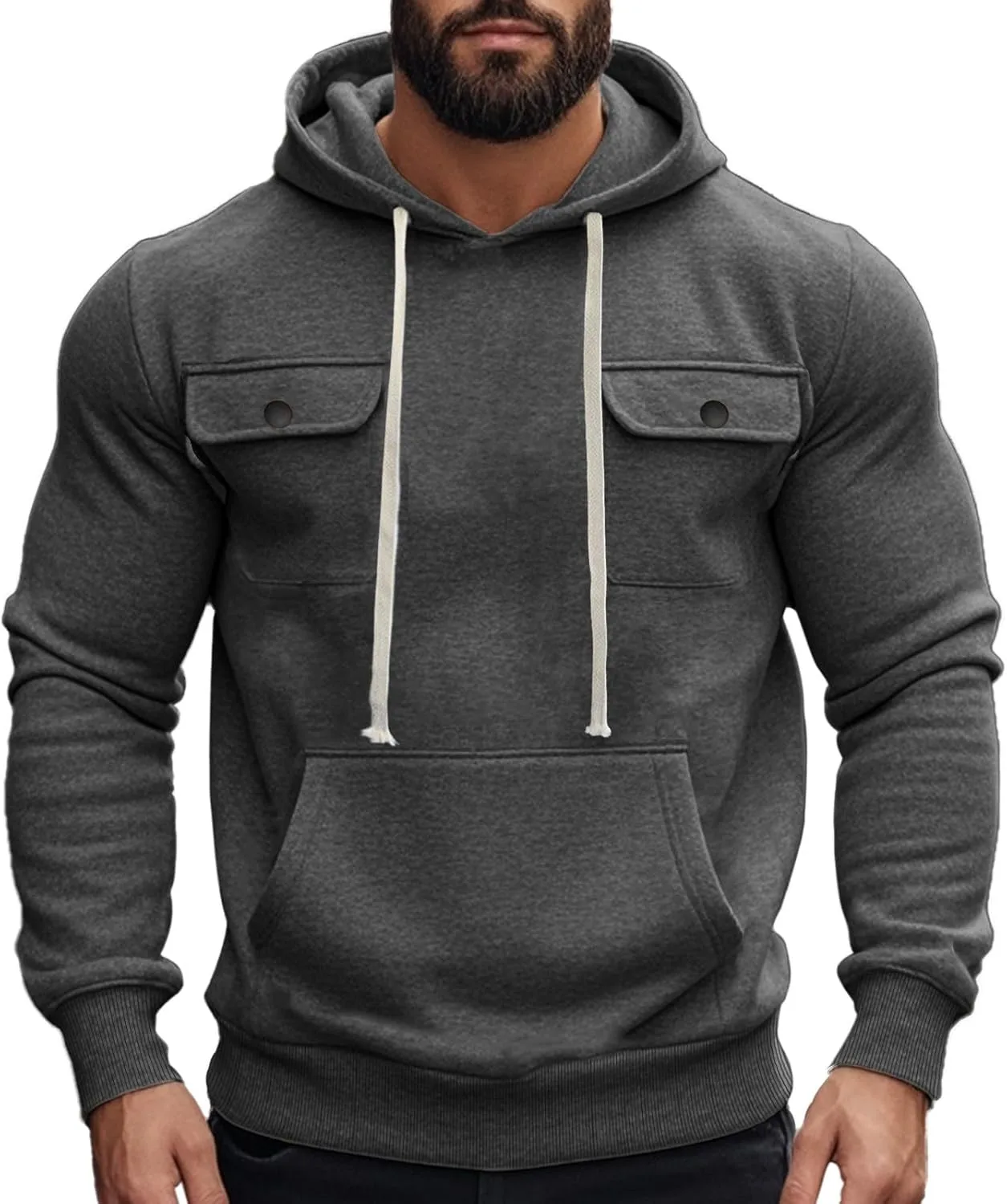 

Мужской худи с флисовой подкладкой, длинный рукав, с карманом MBDWWLC