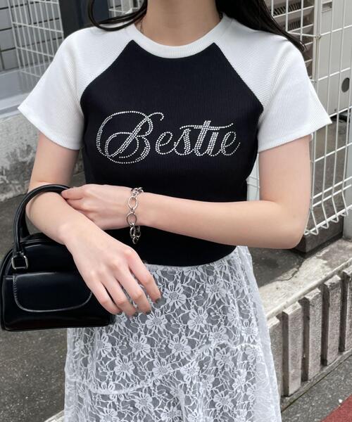 

Футболка-реглан, со стразами WEGO, черный