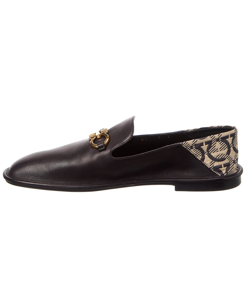 Кожаные лоферы с логотипом Ferragamo Salvatore Ferragamo, черный — фото 2