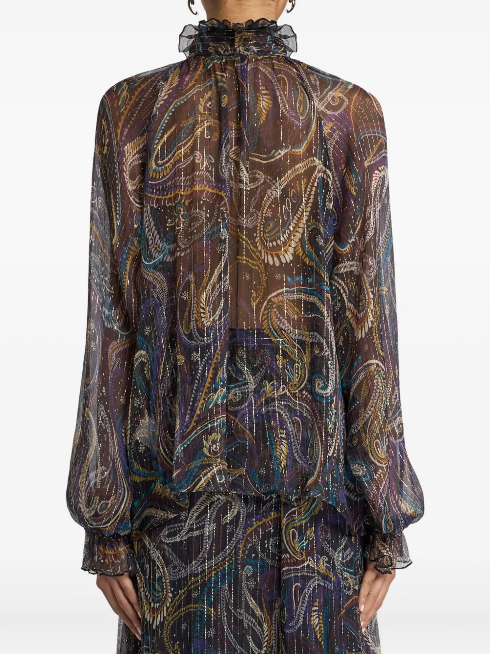Шелковая блузка с узором пейсли Etro, фиолетовый — фото 3