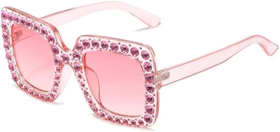 

Солнцезащитные очки MUTYNE Diamond Oversized в большой квадратной оправе, защита от ультрафиолета UV400, хрустальные очки, ретро-оправа со стразами, Pink