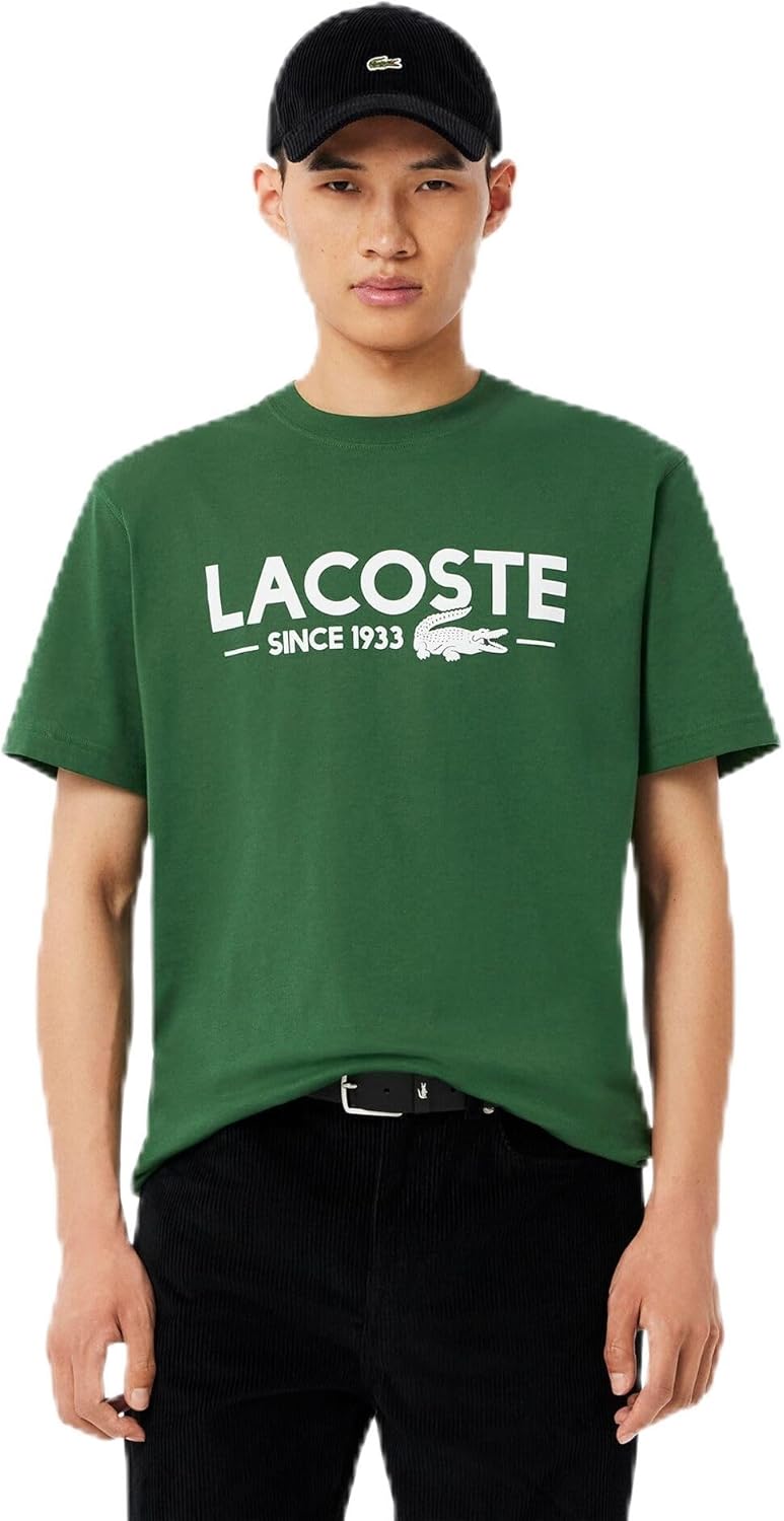 

Мужская хлопковая футболка с логотипом Lacoste, Green, Зеленый, Мужская хлопковая футболка с логотипом Lacoste, Green