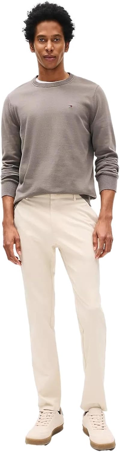 Мужской фирменный однотонный свитер с круглым вырезом TOMMY HILFIGER из коллекции 2025 года, Shady Stone — фото 2