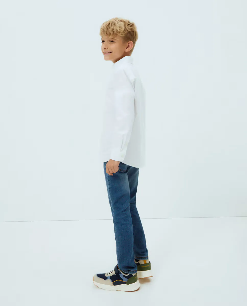 Однотонная оксфордская рубашка для мальчика Kids El Corte Inglés, белый — фото 3