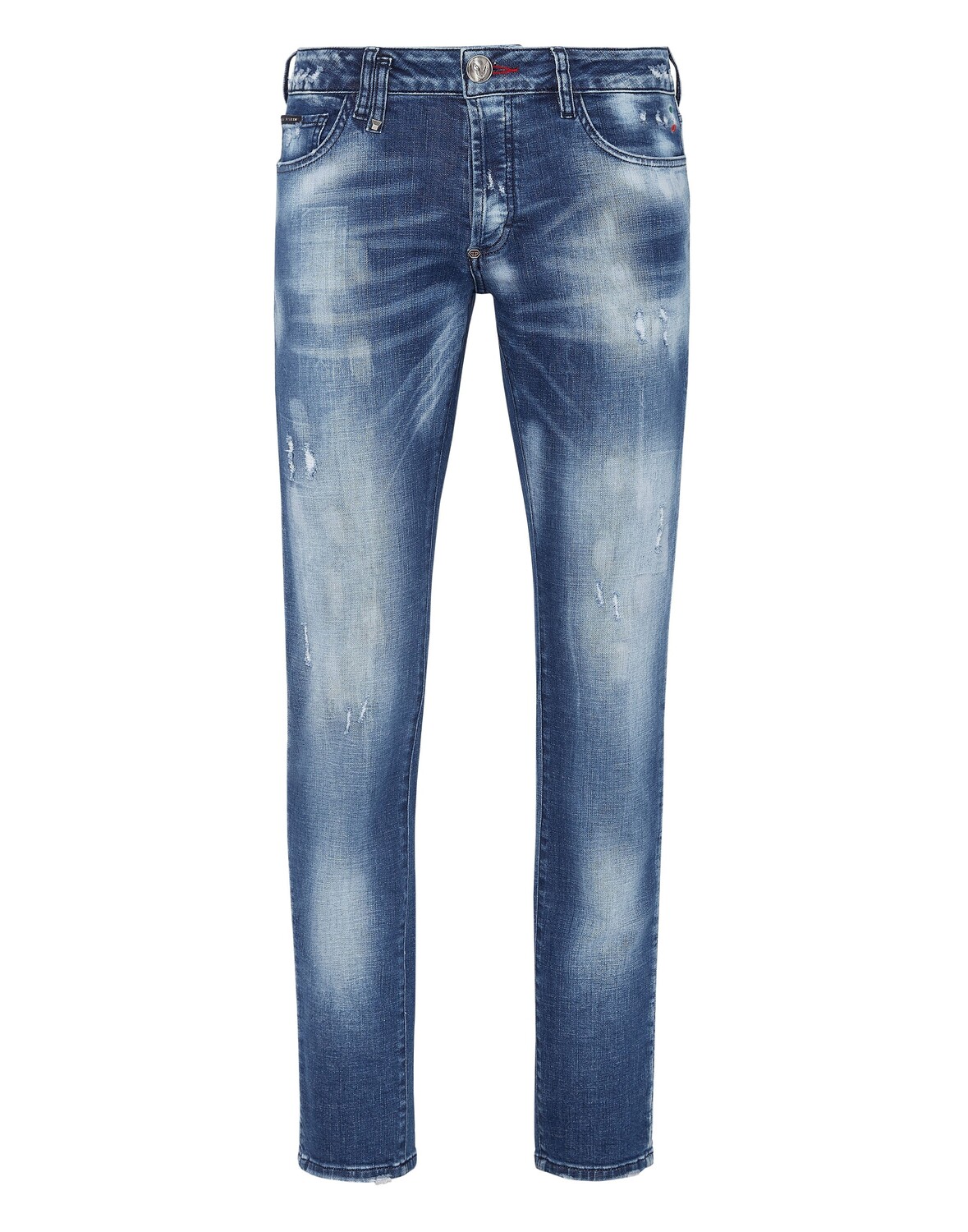 

Джинсовые брюки супер прямого кроя уничтожены Philipp Plein, цвет Blue Shark