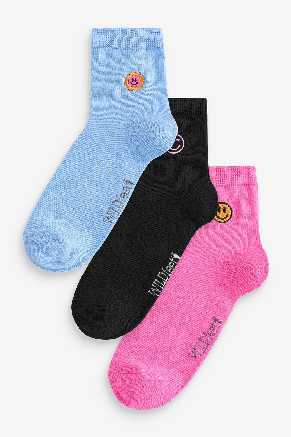 

Укороченные носки с вышивкой в виде замка, 3 упаковки Wild Feet, розовый