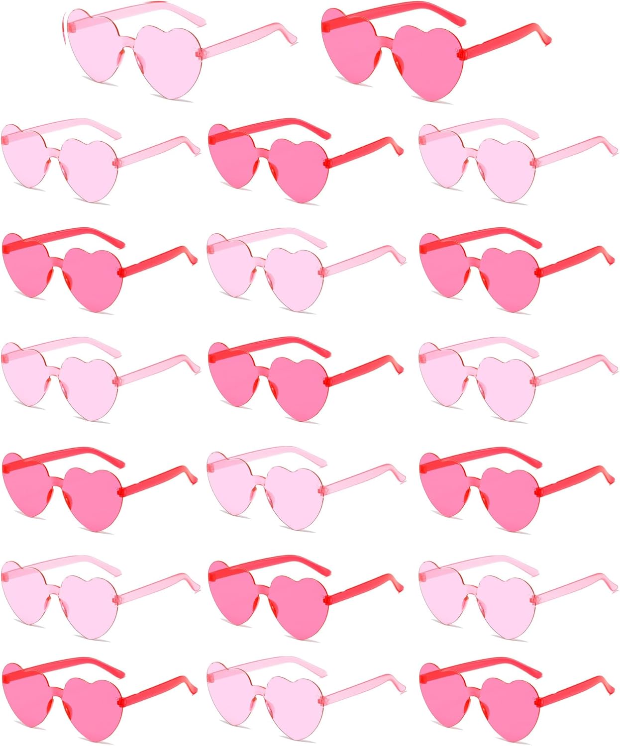 

20 пар солнцезащитных очков в форме сердца для женщин, разноцветные, модные, прозрачные, в форме сердца, отличный подарок на вечеринку SIEYEWER, Pink / Rose Red - 20 Pack
