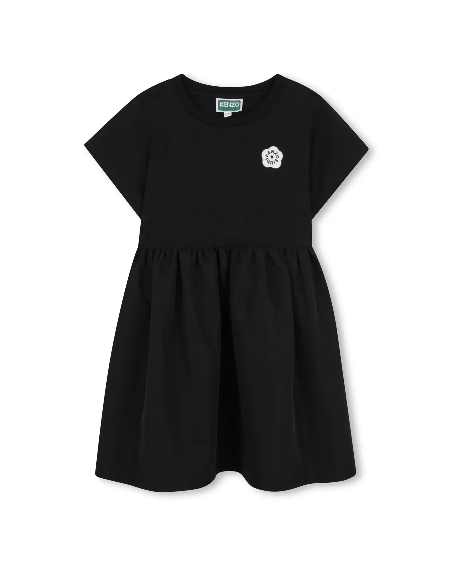 Платье для девочки младенца с короткими рукавами из хлопка Kenzo Kids, черный