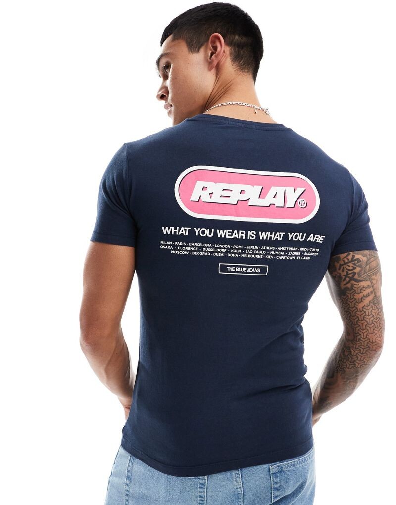 

Синяя футболка с логотипом Replay
