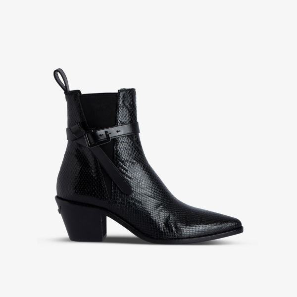 Ботильоны Tyler из кожи с тиснением под питона Zadig&Voltaire, цвет noir
