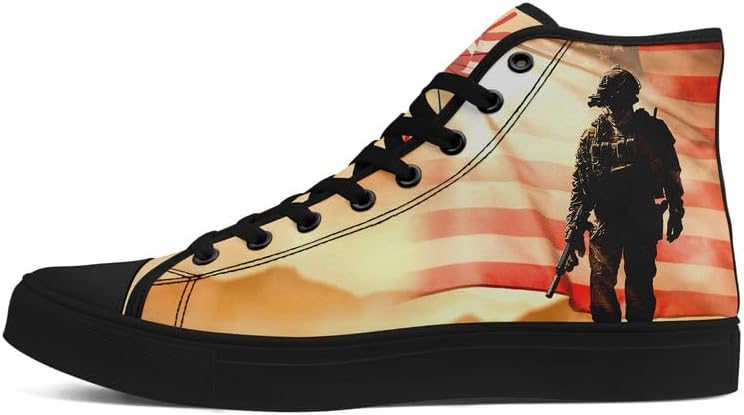 

Высокие кеды на шнуровке для мужчин и женщин с флагом США, классические модные повседневные кроссовки для празднования американской независимости Awsole, черный