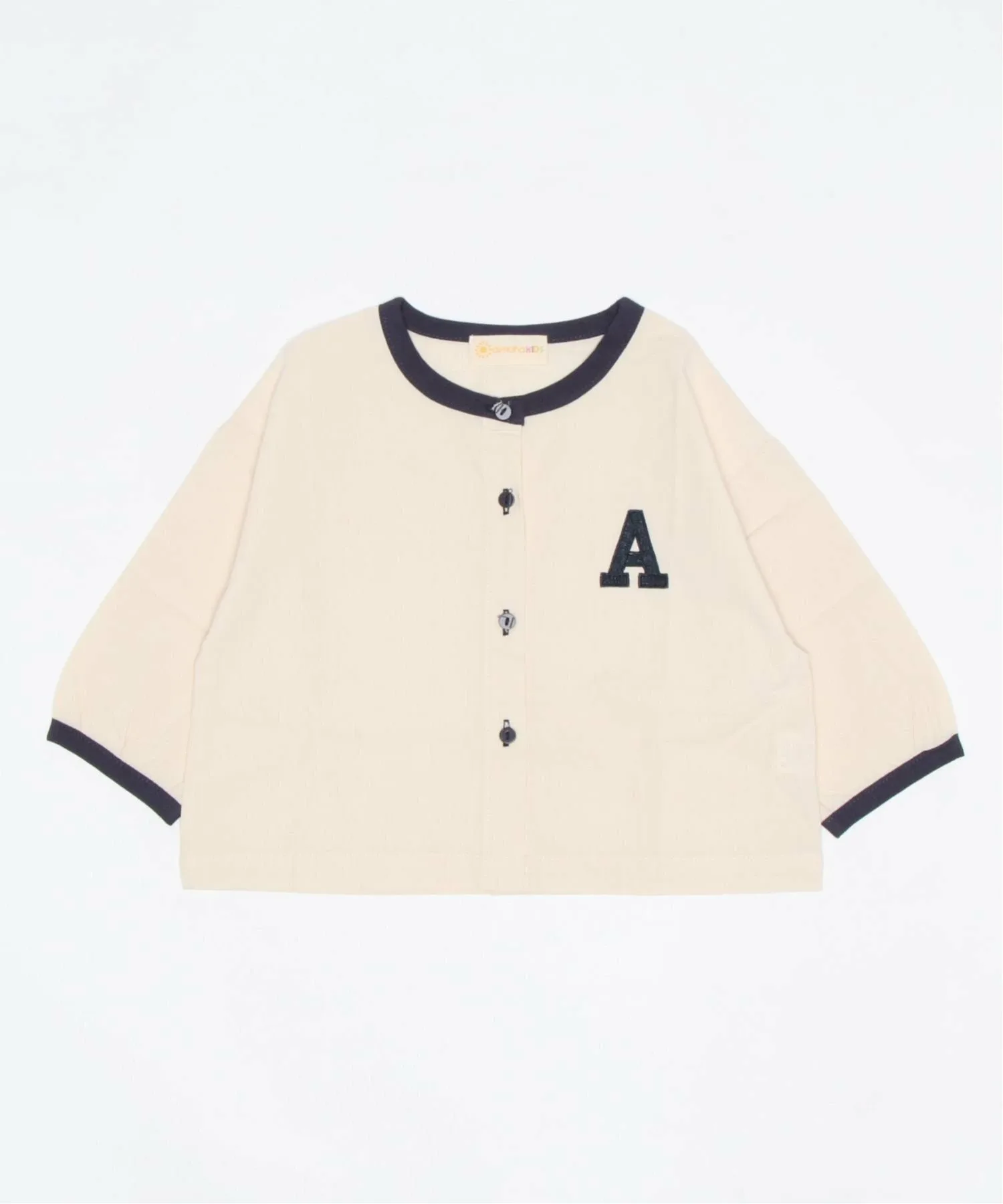 Рубашка Цветовая окантовка, передняя застежка Aimoha Kids, Light beige — фото 2