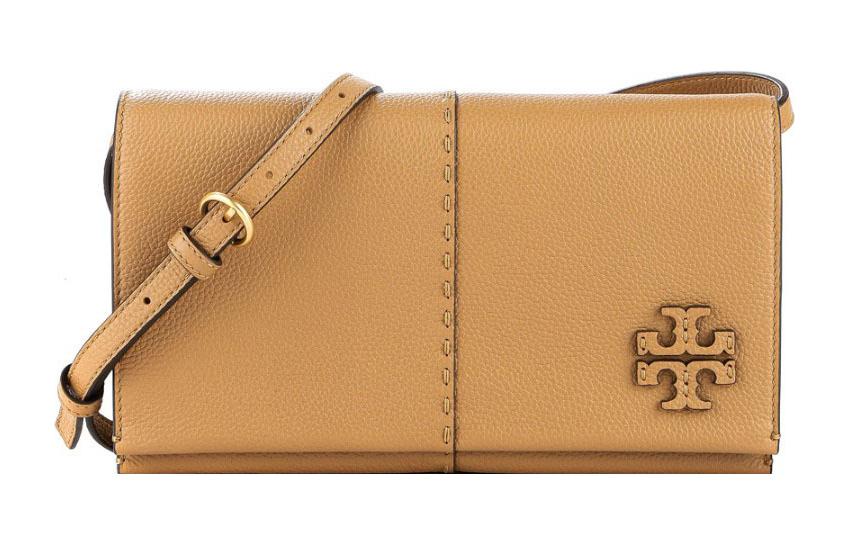 

Сумка через плечо McGraw Pebbled Leather Small Square Bag Кросс-боди Женская Коричневая TORY BURCH