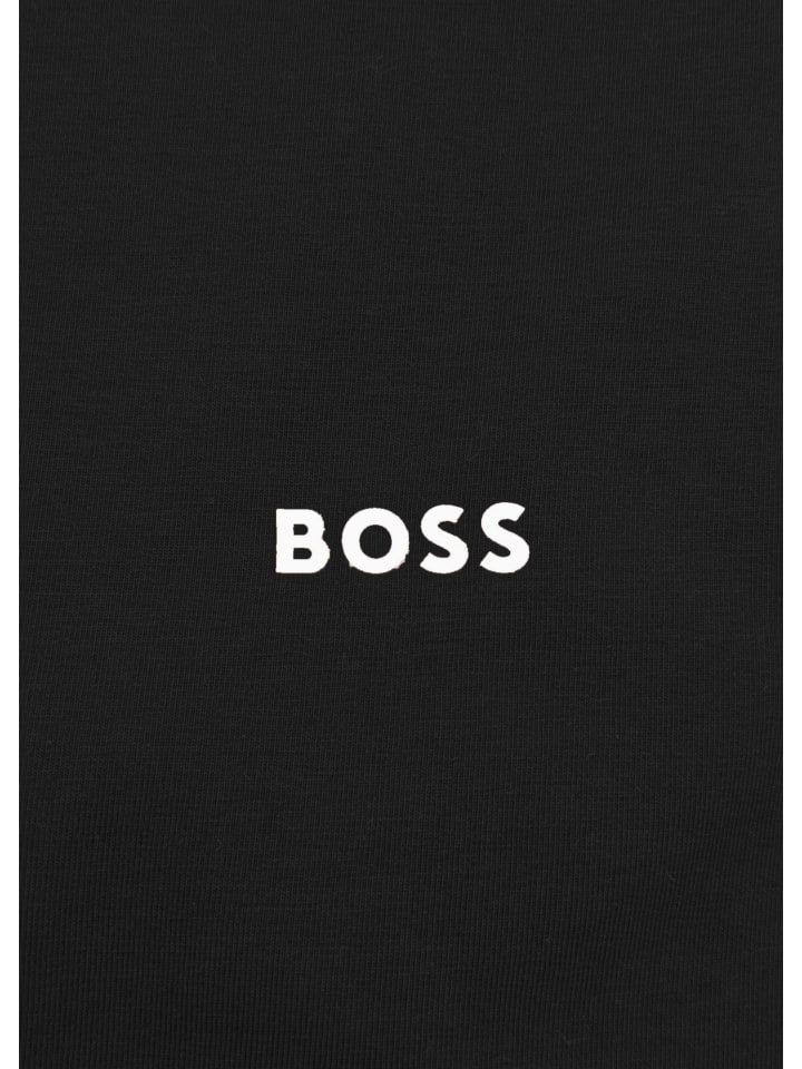 BOSS Футболка с длинными рукавами и надписью черного цвета — фото 2