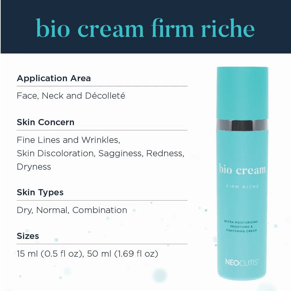 NEOCUTIS Bio Cream Firm Riche - интенсивно увлажняющий, разглаживающий и подтягивающий крем против старения для лица, дневной и ночной, для неровного тона и текстуры кожи, морщин и дряблости, 50 мл — фото 4