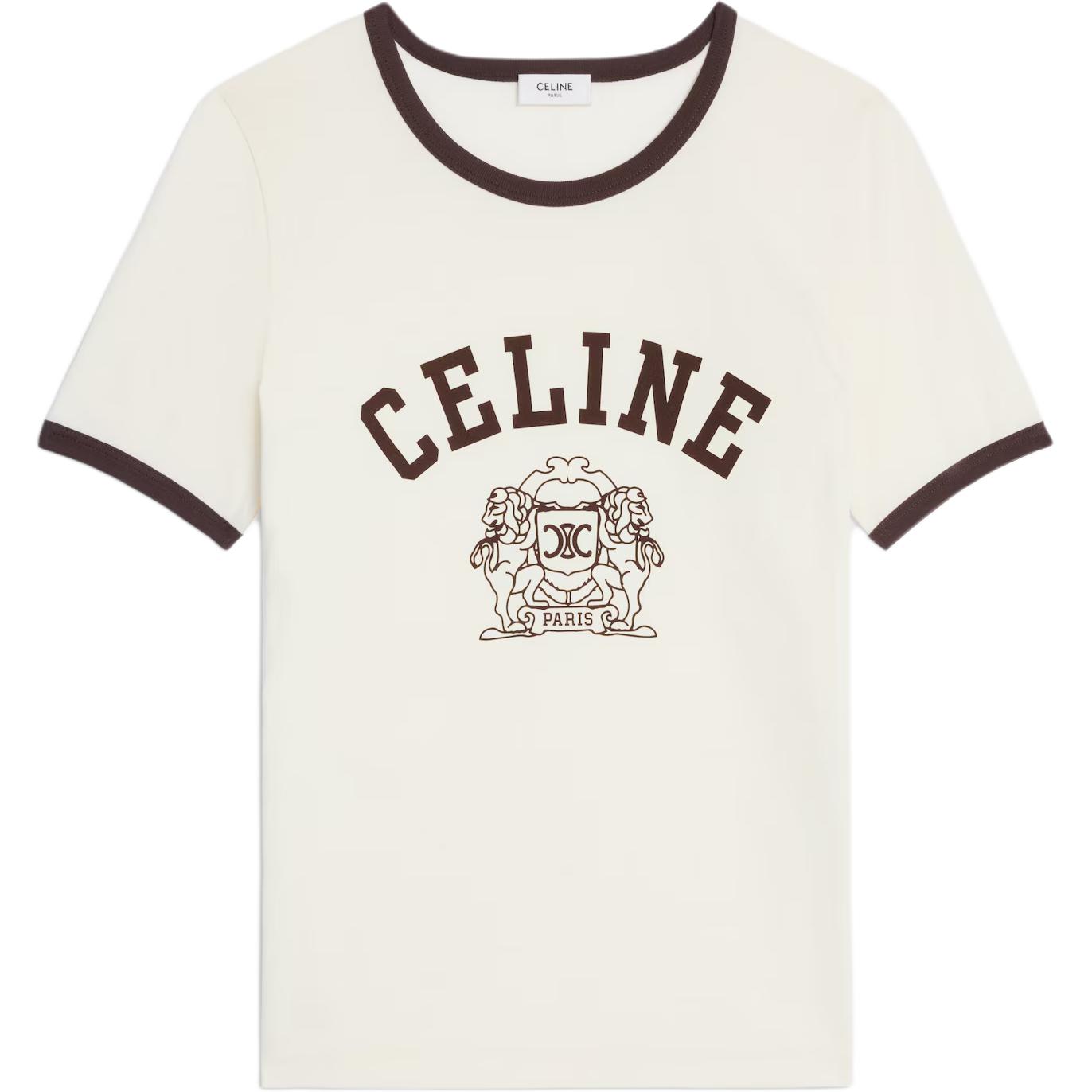 

CELINE Футболка SS25 женская бежевая, Бежевый, CELINE Футболка SS25 женская бежевая