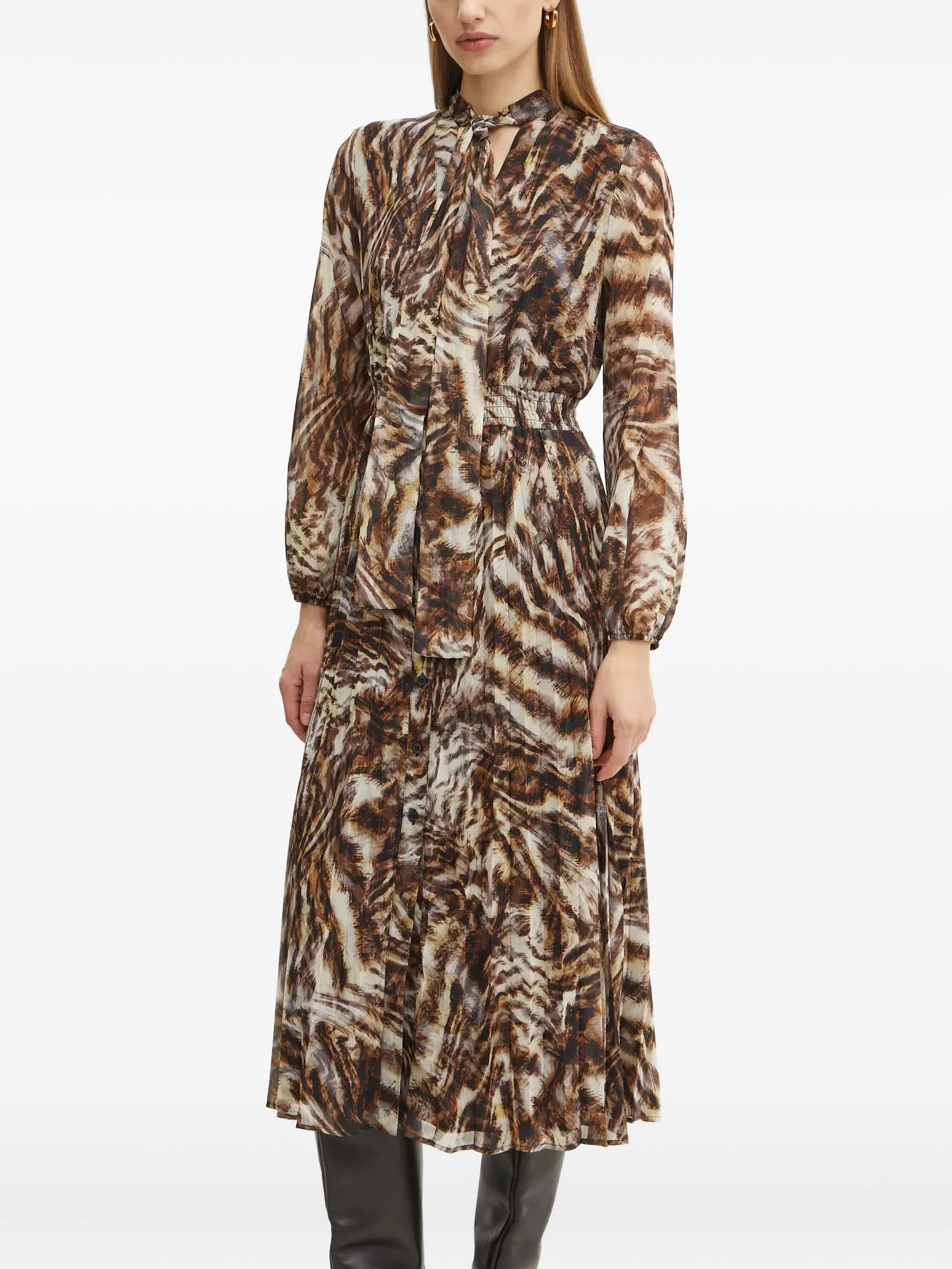 

Платье миди с завязками и анималистичным принтом Liu Jo, коричневый