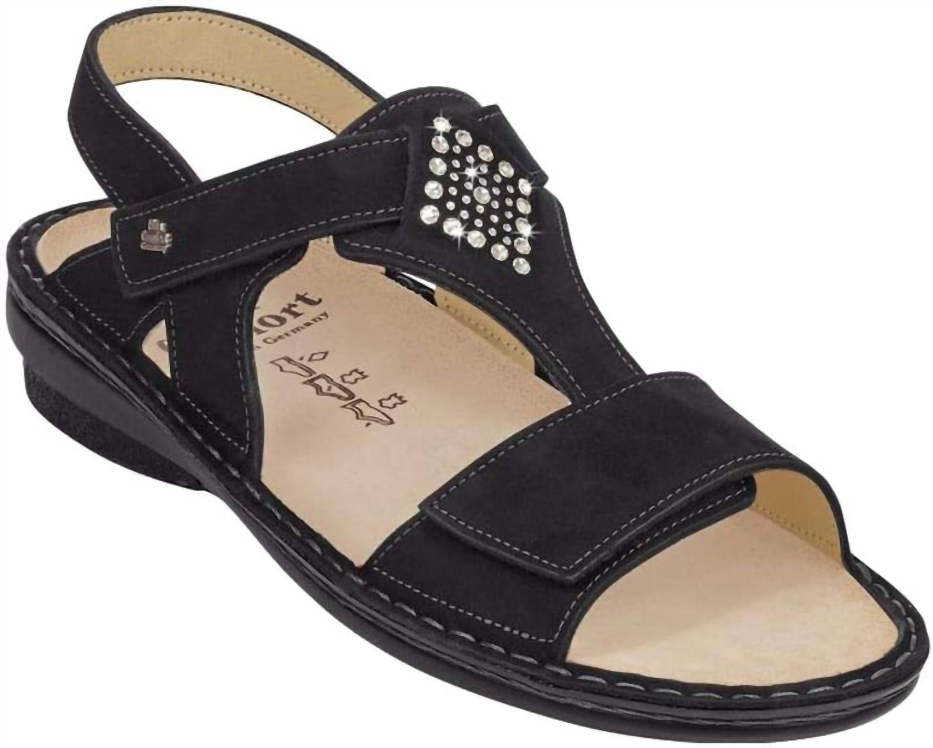 Женские модные сандалии Calvia Comfort в черном цвете Finn Comfort