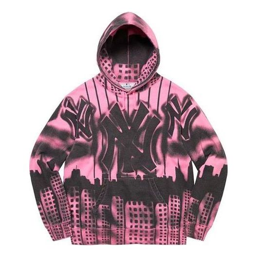 

Толстовка x new york yankees airbrush hooded sweatshirt 'pink black' Supreme, розовый