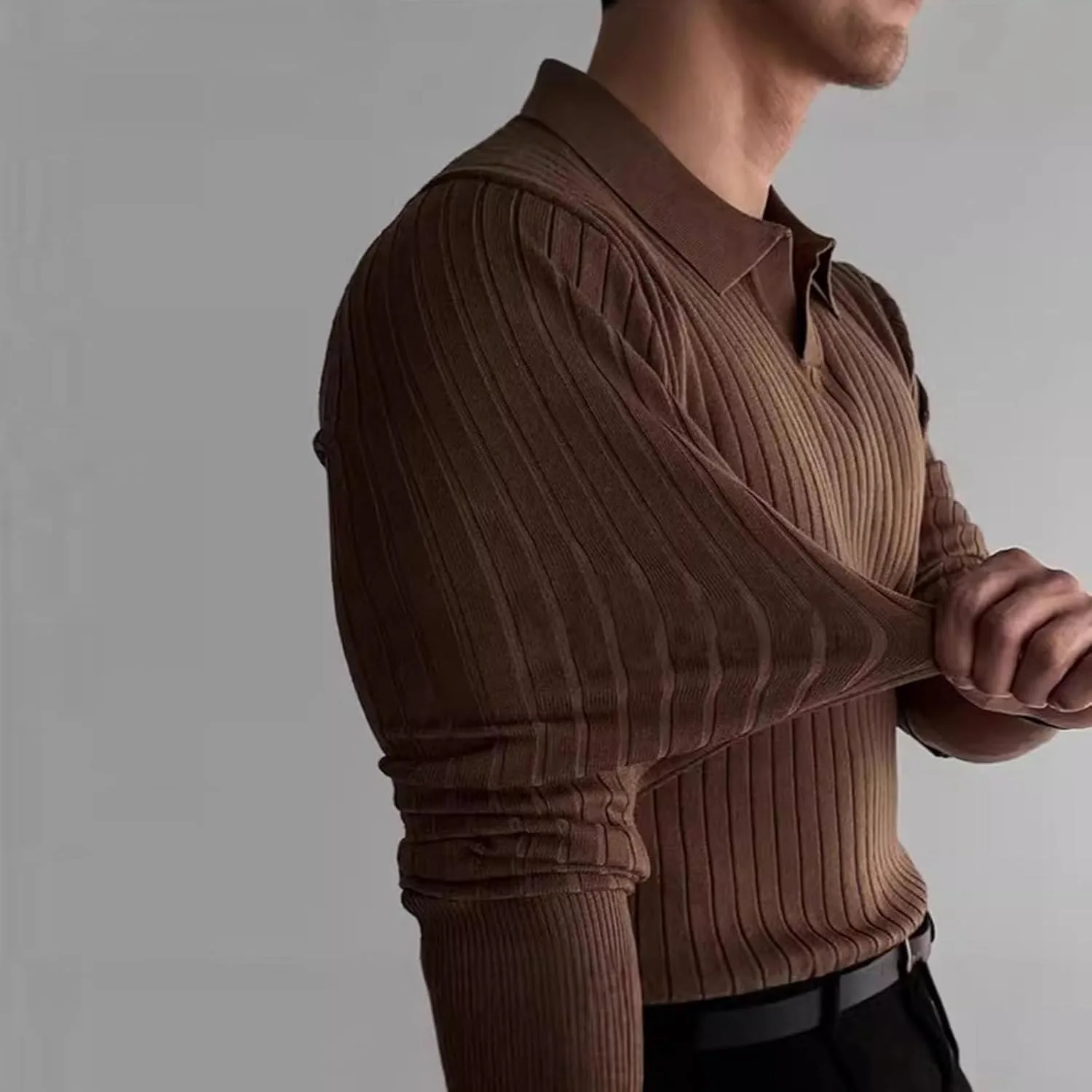 Мужской свитер с V-образным вырезом Slim Fit — фото 3