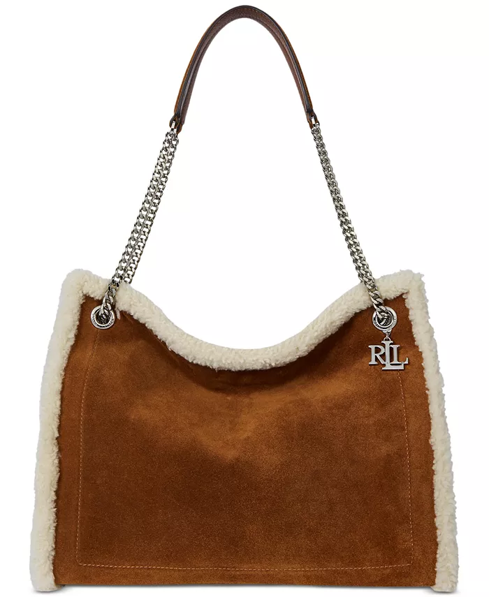 

Сумка-тоут Bradley большая с отделкой из овчины Lauren Ralph Lauren, коричневый