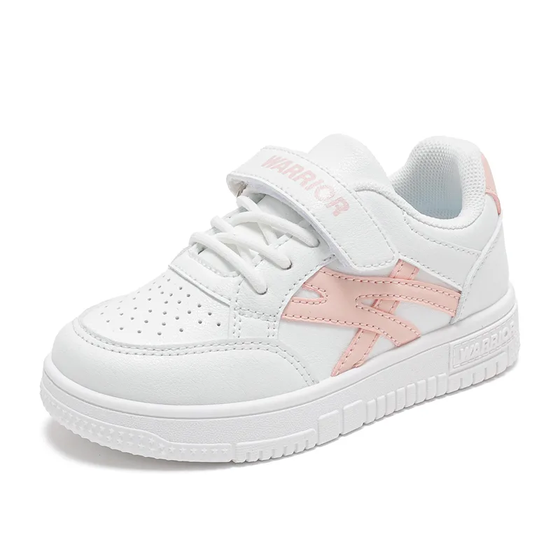 Детские скейтерские кроссовки из искусственной кожи low top WARRIOR, белый/розовый